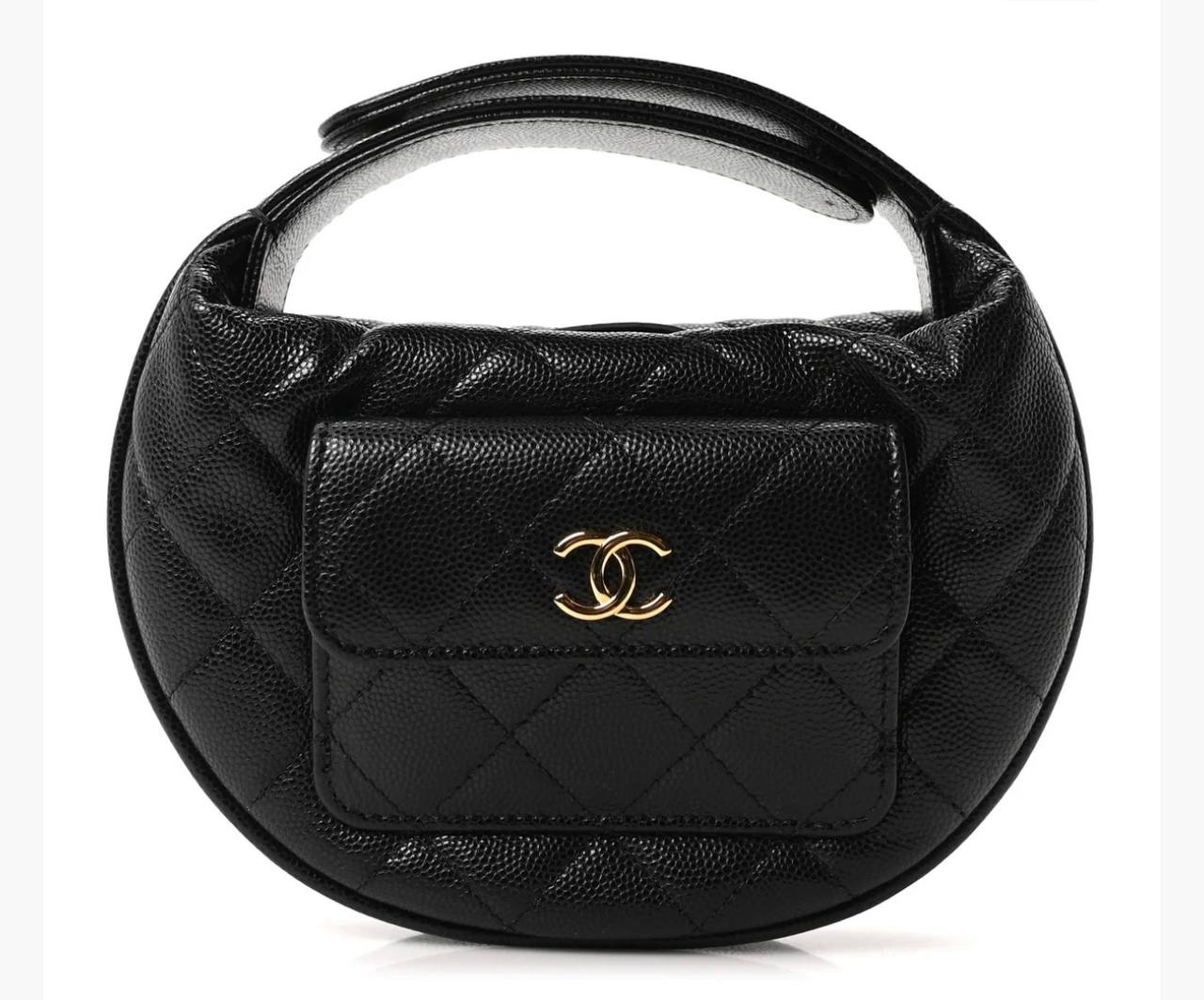 IMAGE 1405-08-08 20:44:08 Chanel Quilted Caviar Mini Round Hobo Black Gold-Tone Hardware - Image 1